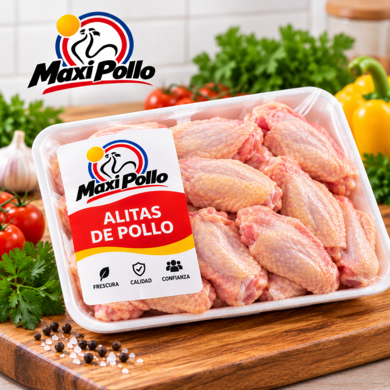 Imagen comercial de Alitas con identidad Maxi Pollo