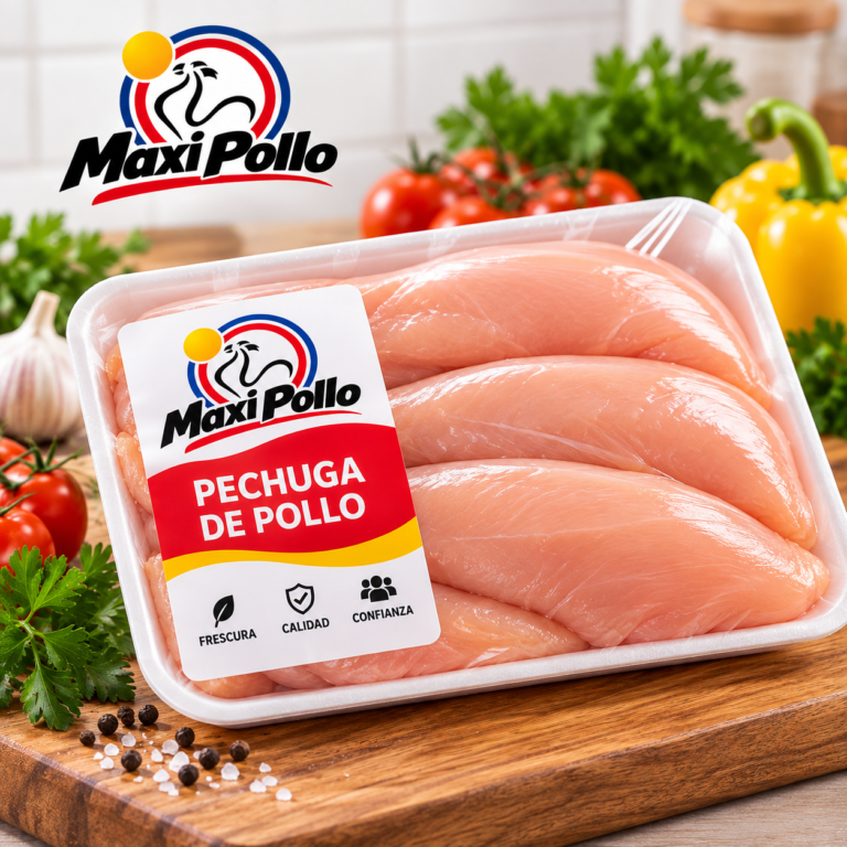 Imagen comercial de Pechuga con identidad Maxi Pollo